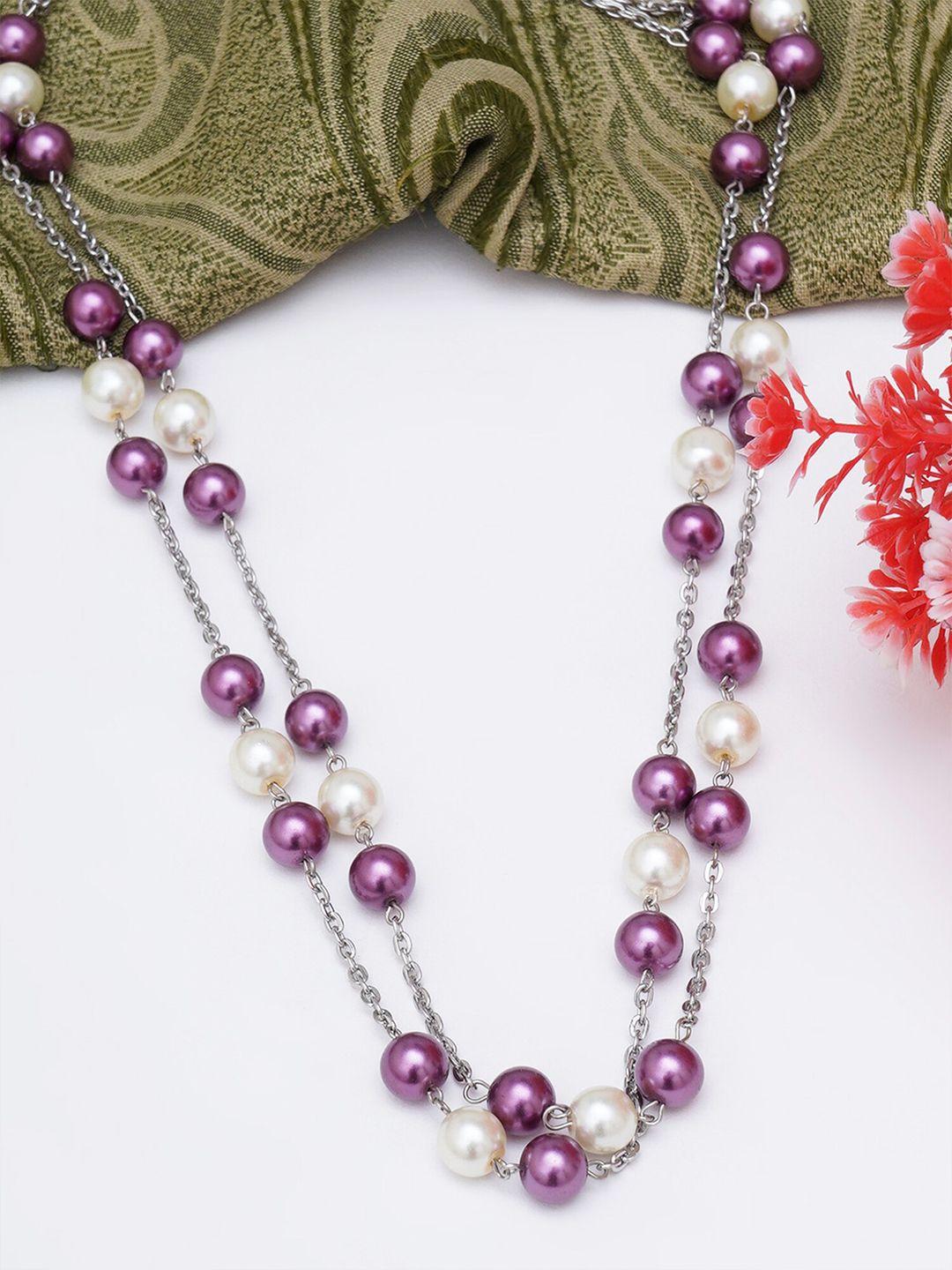 karatcart purple & white necklace