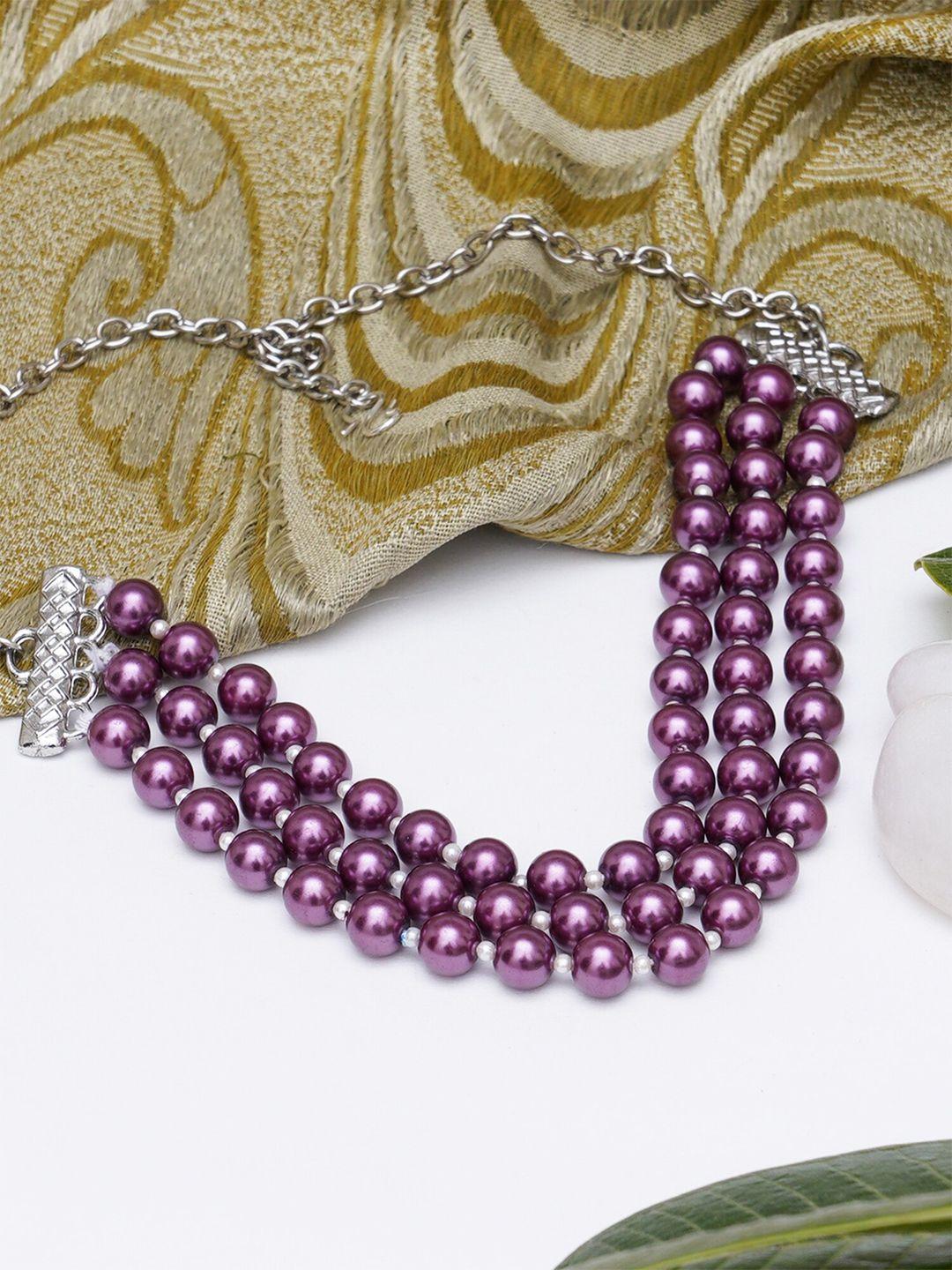 karatcart purple beaded choker necklace