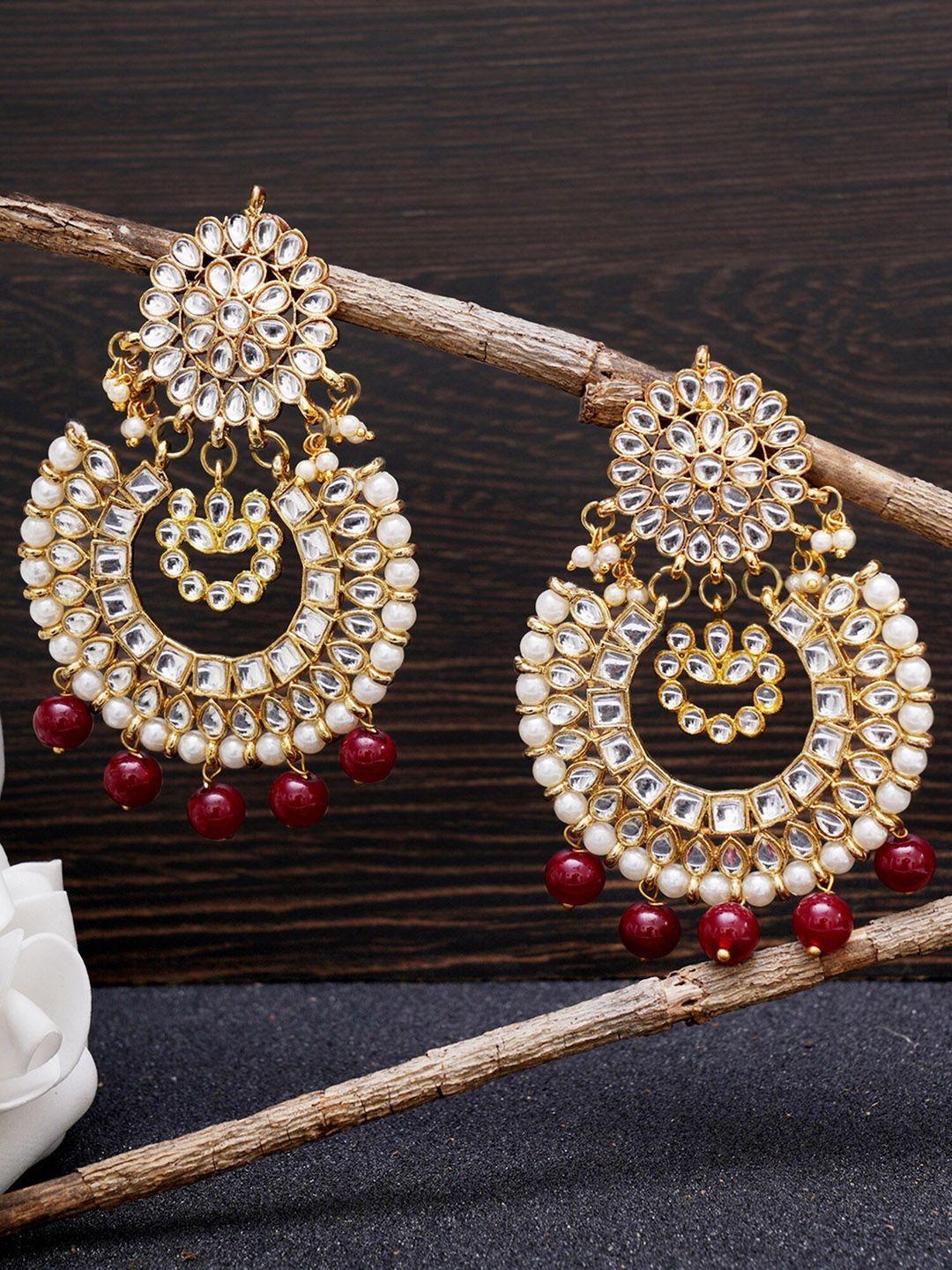 karatcart red classic chandbalis earrings