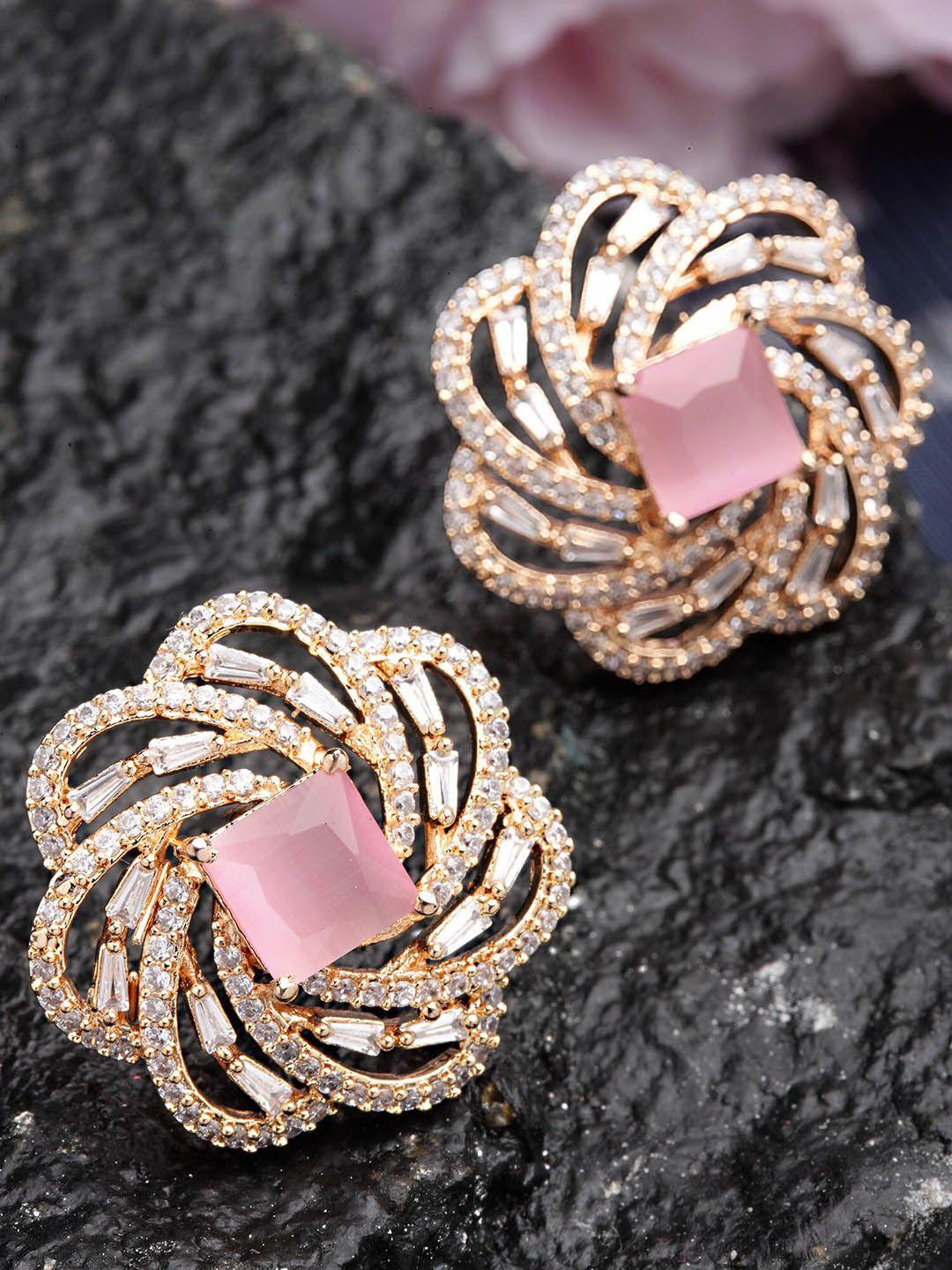 karatcart rose gold classic rose gold plated studs earrings