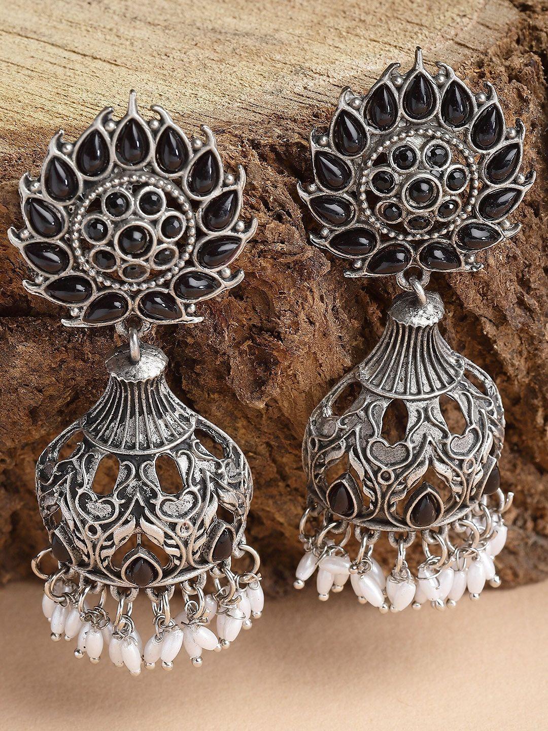 karatcart silver-plated dome shaped jhumkas