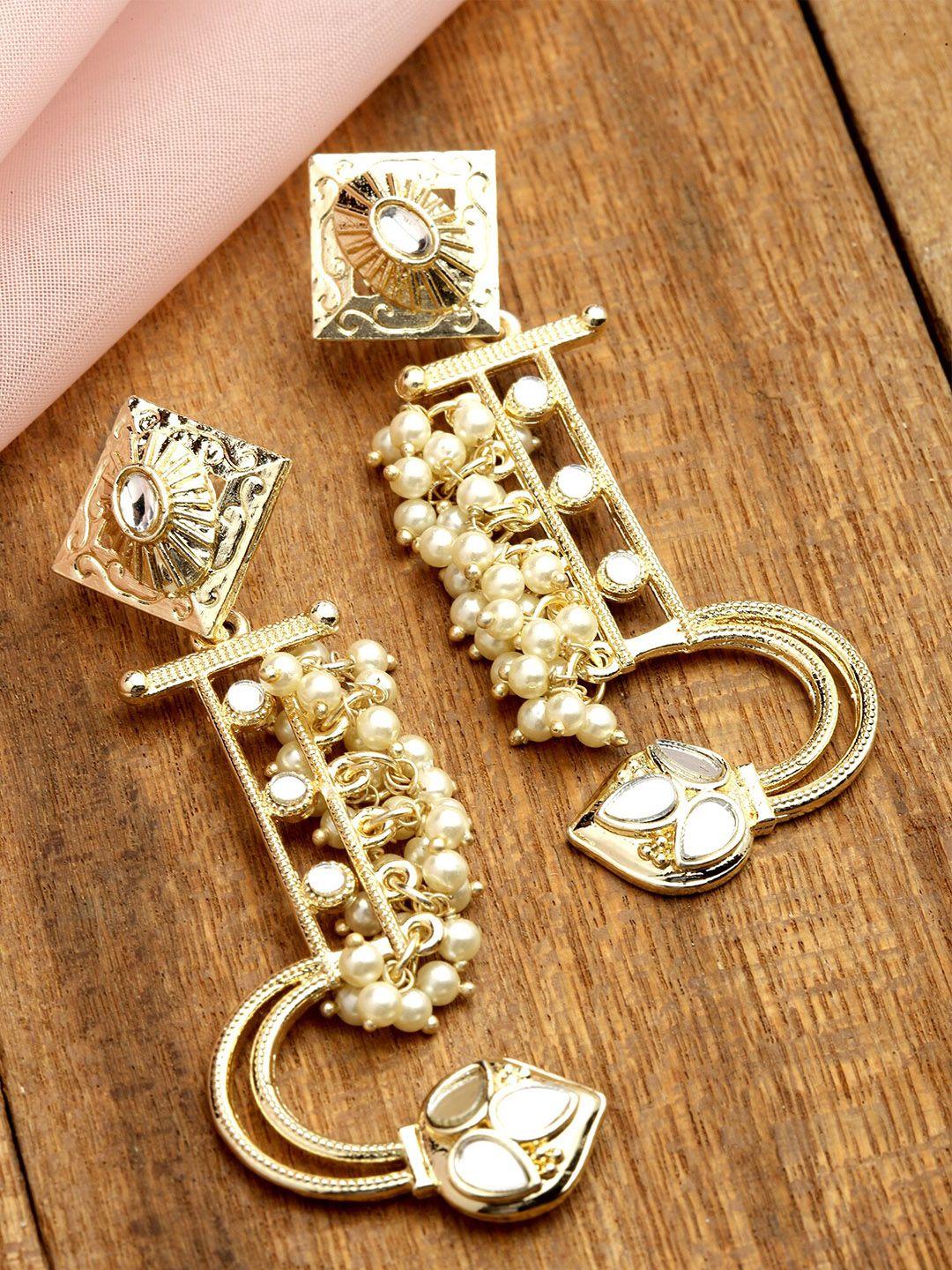 karatcart women gold plated classic drop earrings