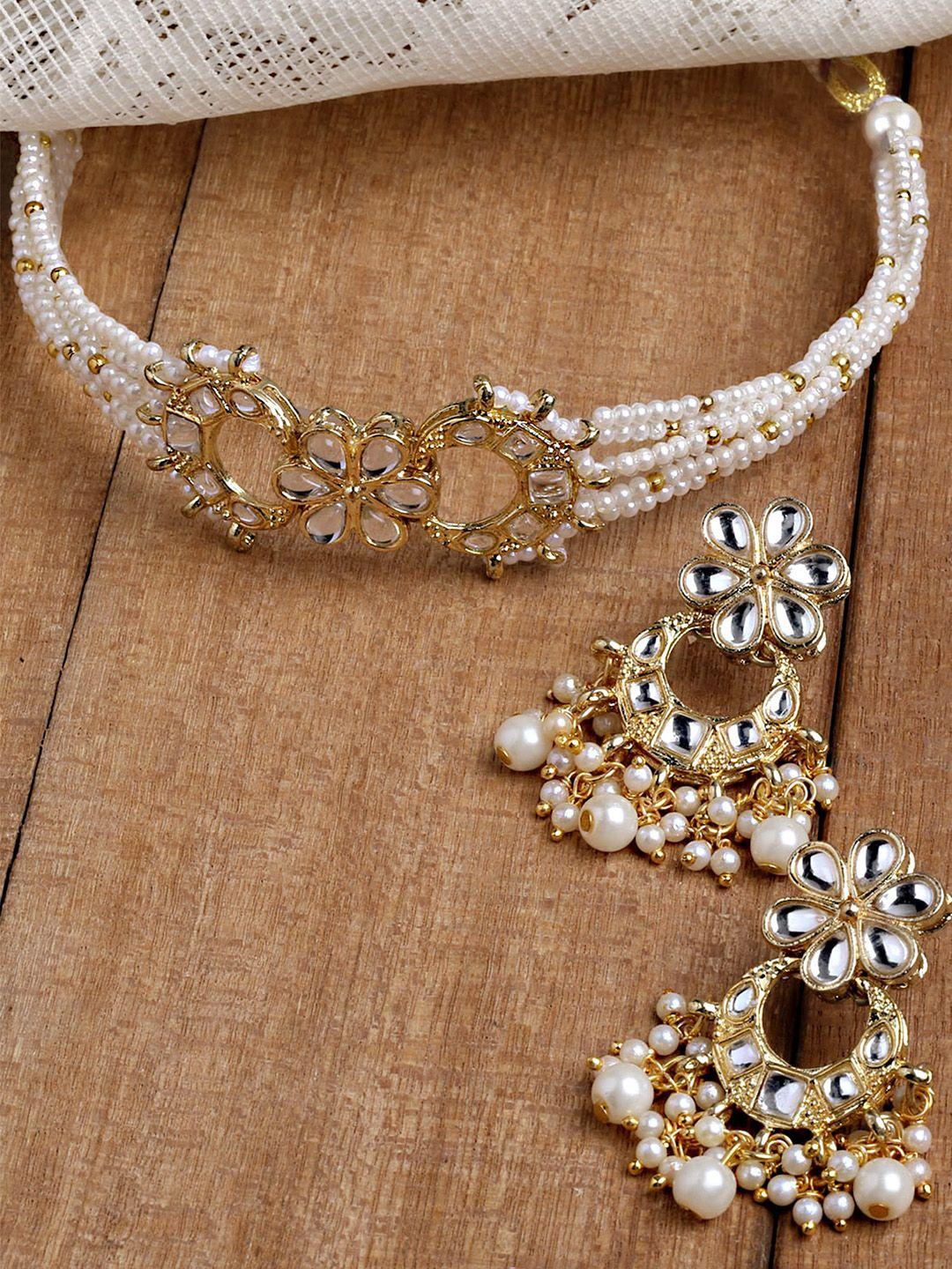 karatcart women gold-plated kundan studded jewellery set