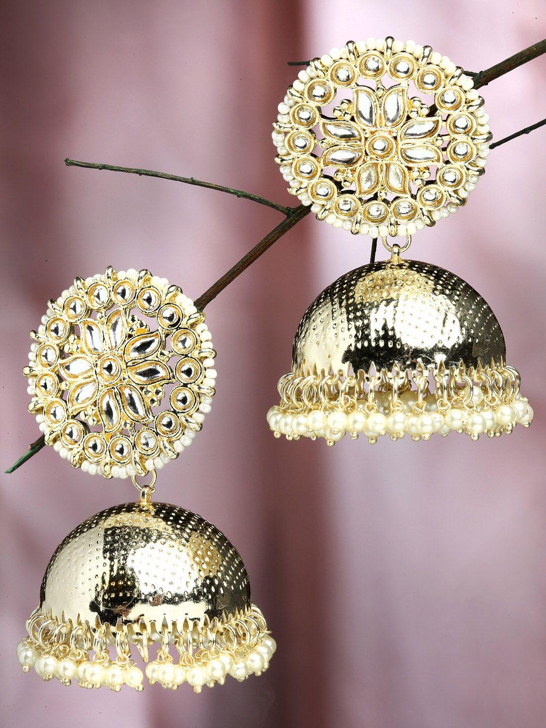 karatcart women gold-toned dome shaped jhumkas earrings