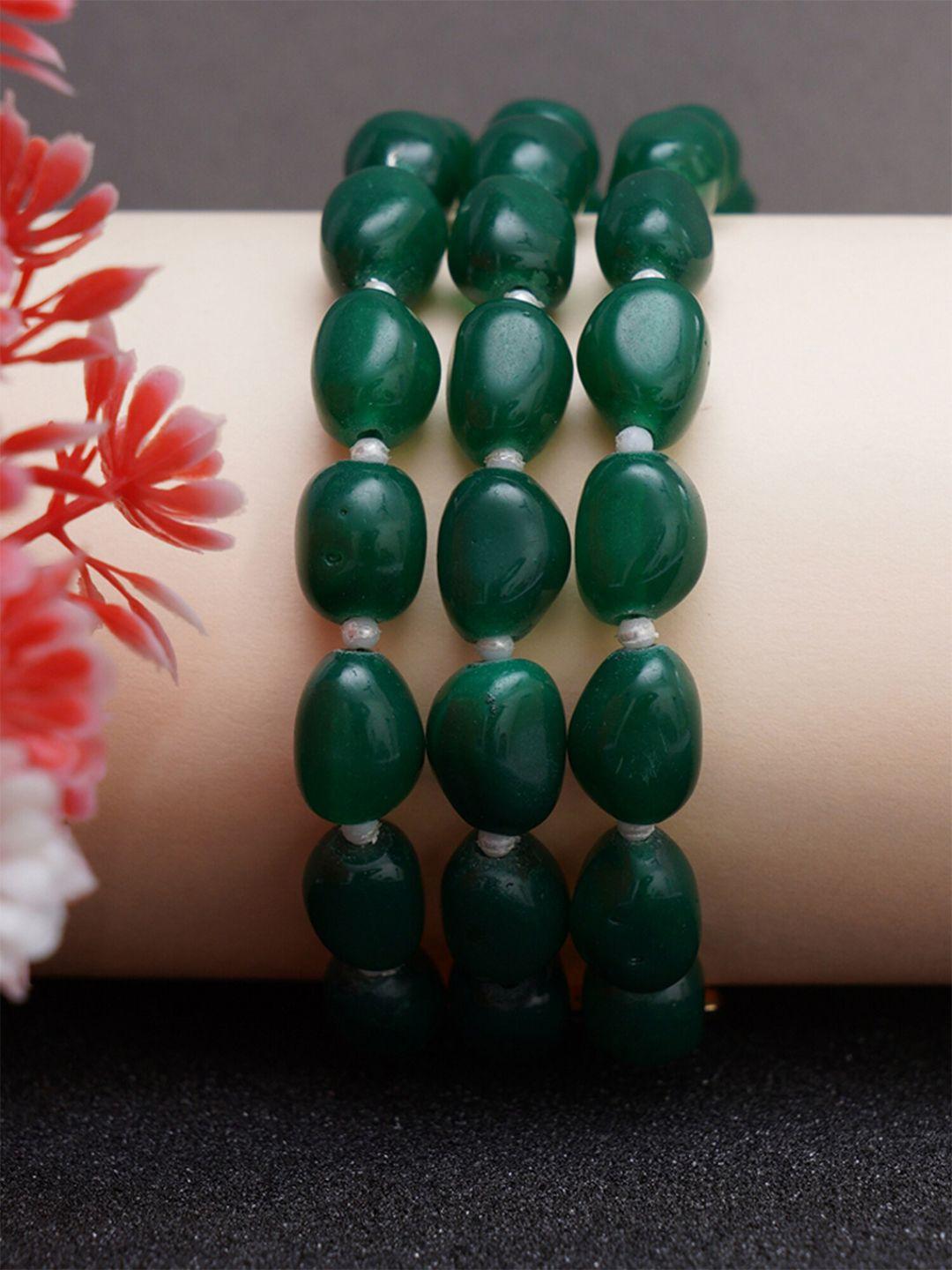 karatcart women green & gold-toned wraparound bracelet