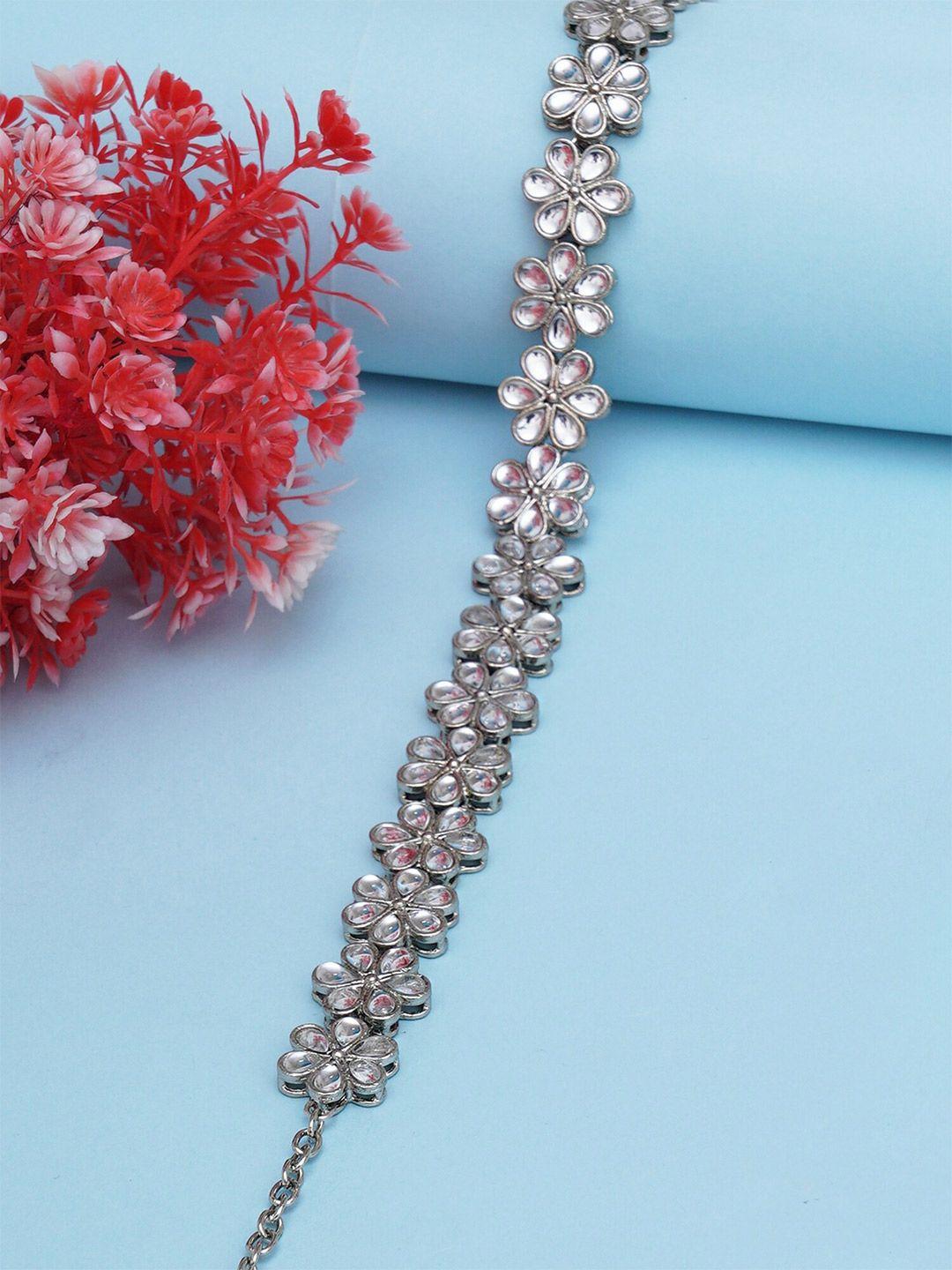 karatcart women silver-toned oxidised embellished hairband