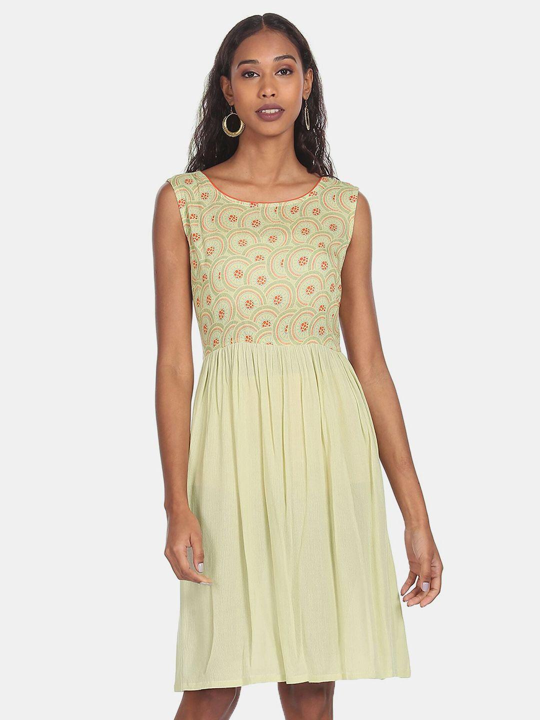 karigari green printed dress