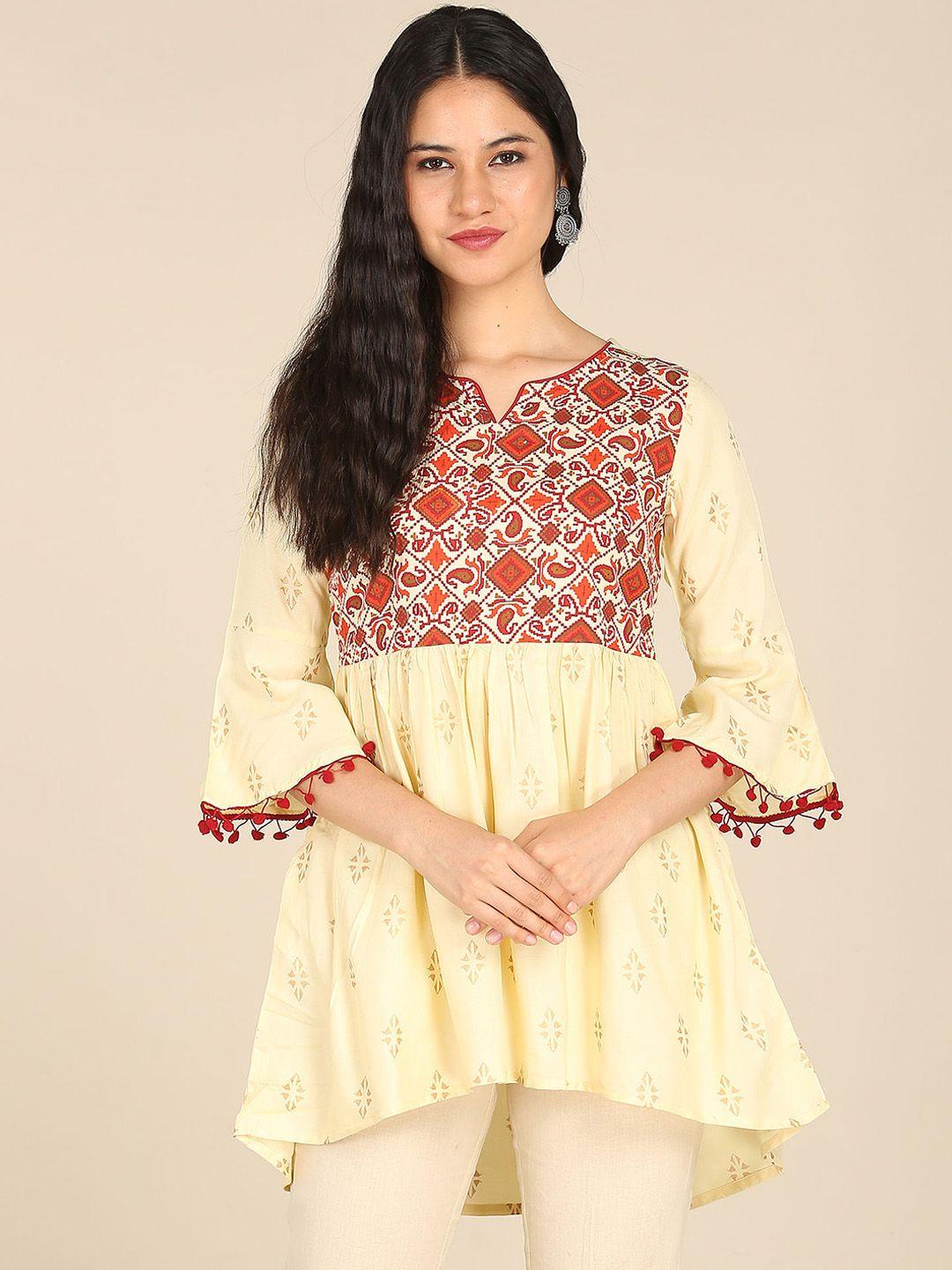 karigari off white ethnic motifs embroidered kurti