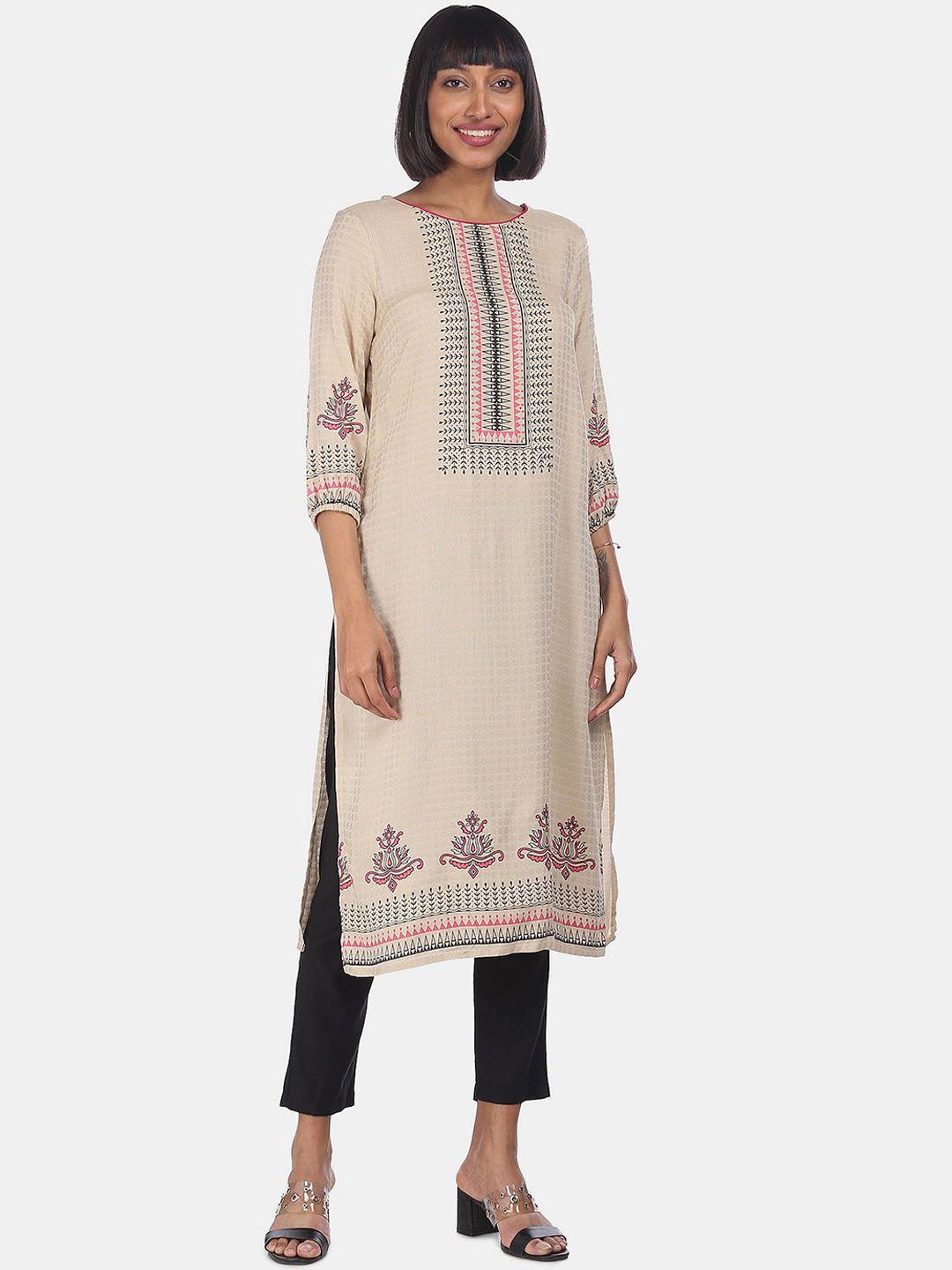 karigari women beige printed kurta