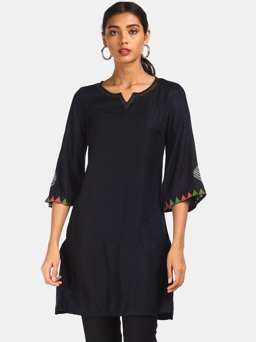 karigari women black solid kurta