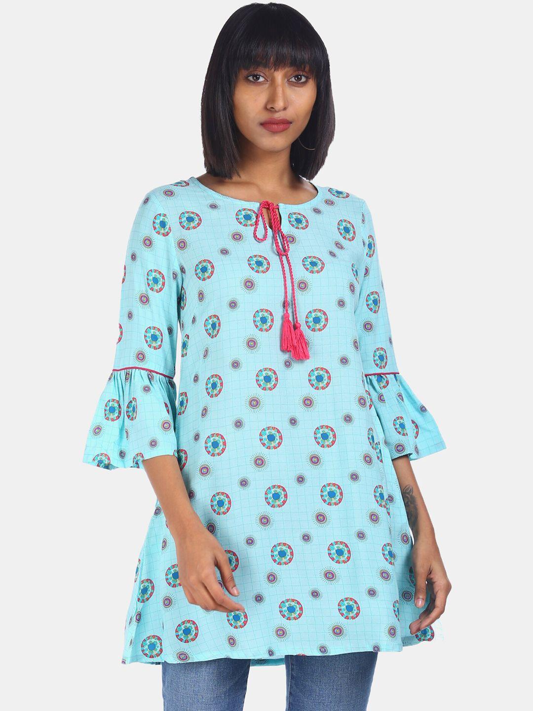 karigari women blue ethnic motifs printed kurta