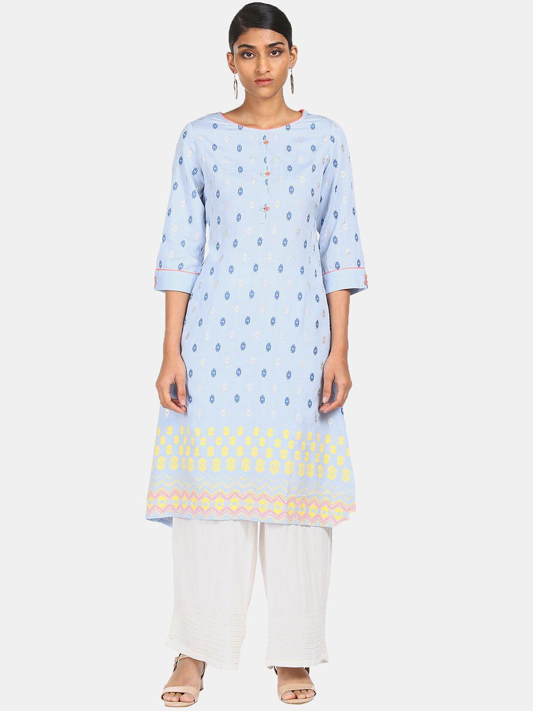 karigari women blue mirror work kurta