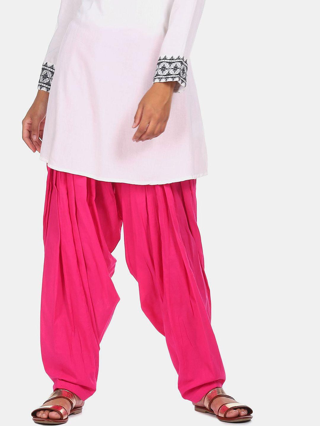 karigari women fuchsia-pink solid patiala salwar