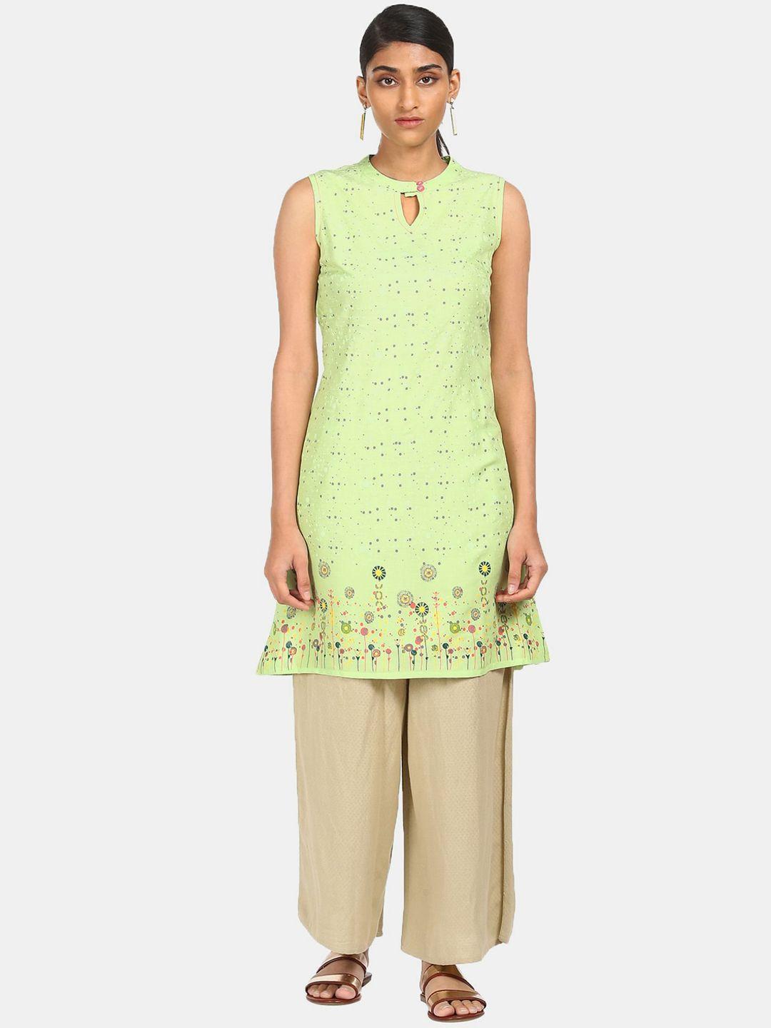 karigari women green printed kurta