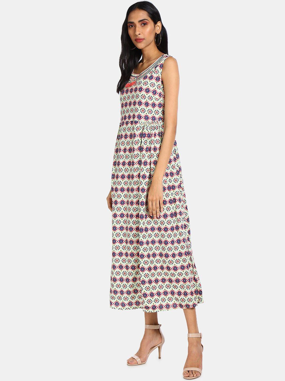 karigari women green printed maxi dress