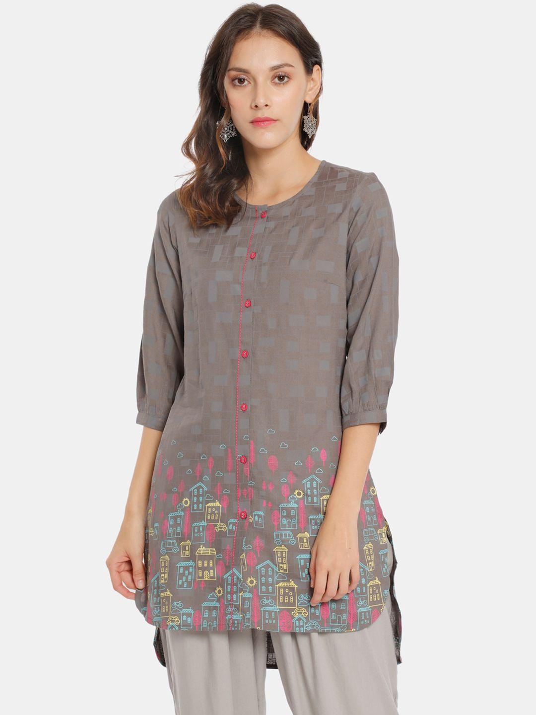 karigari women grey printed kurta