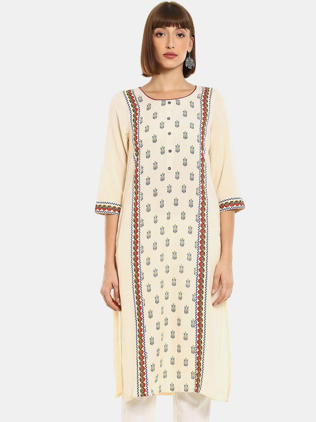 karigari women off white & red ethnic motifs printed kurta