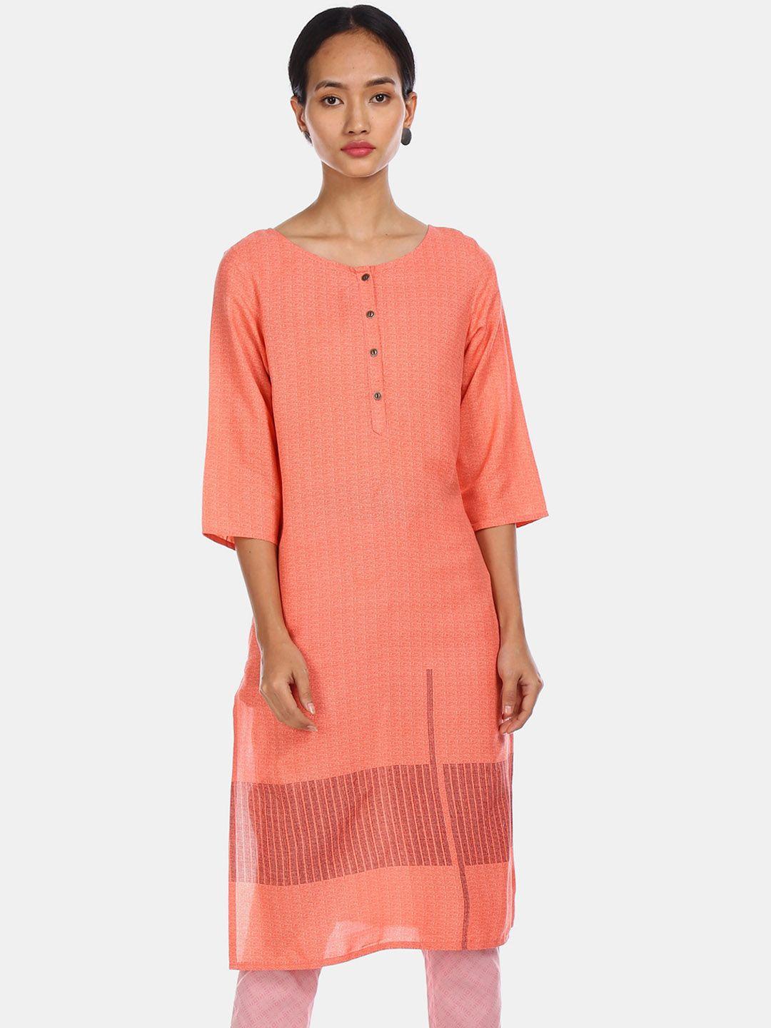 karigari women orange geometric print kurta