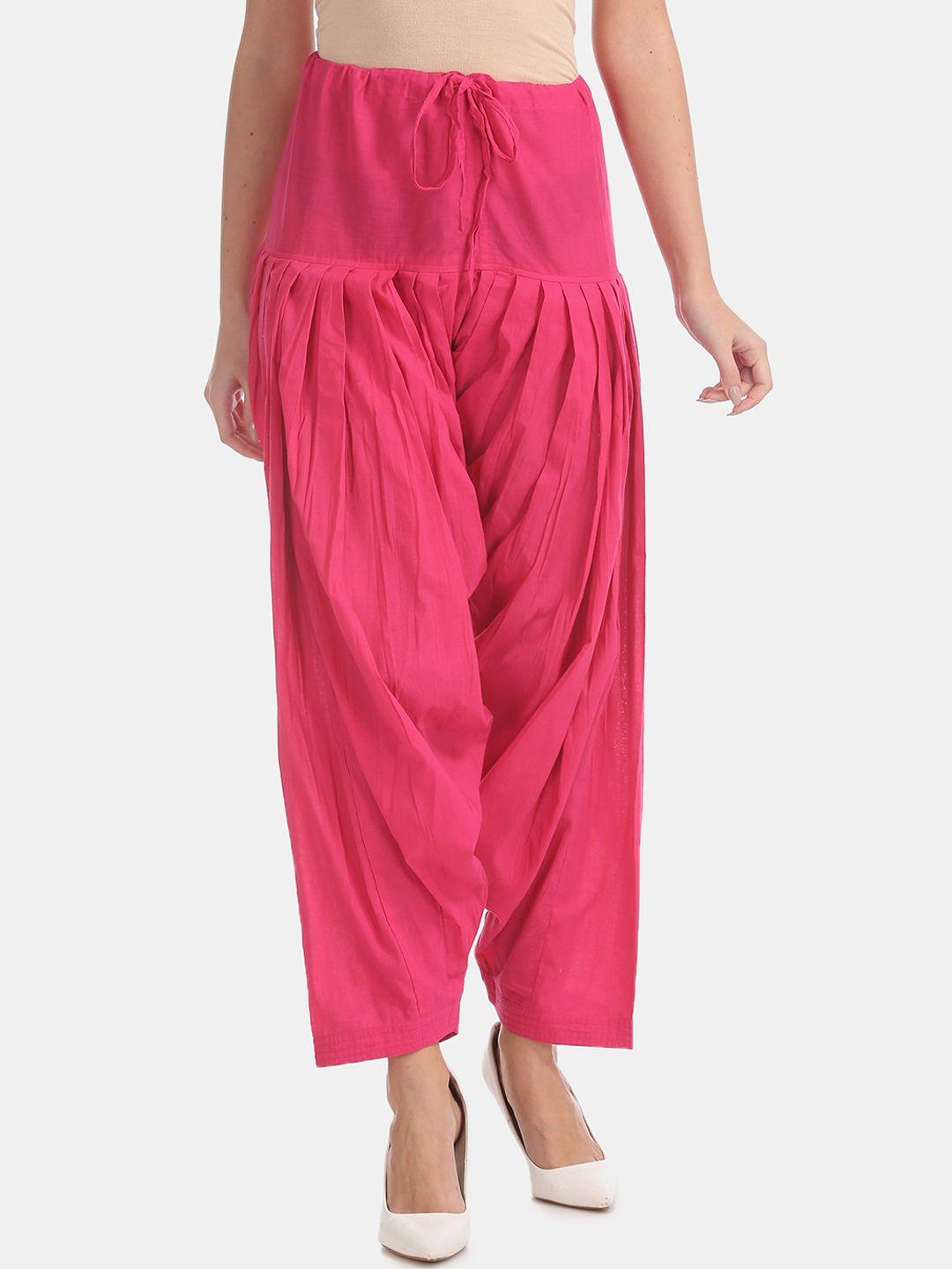 karigari women pink solid straight-fit patiala salwar