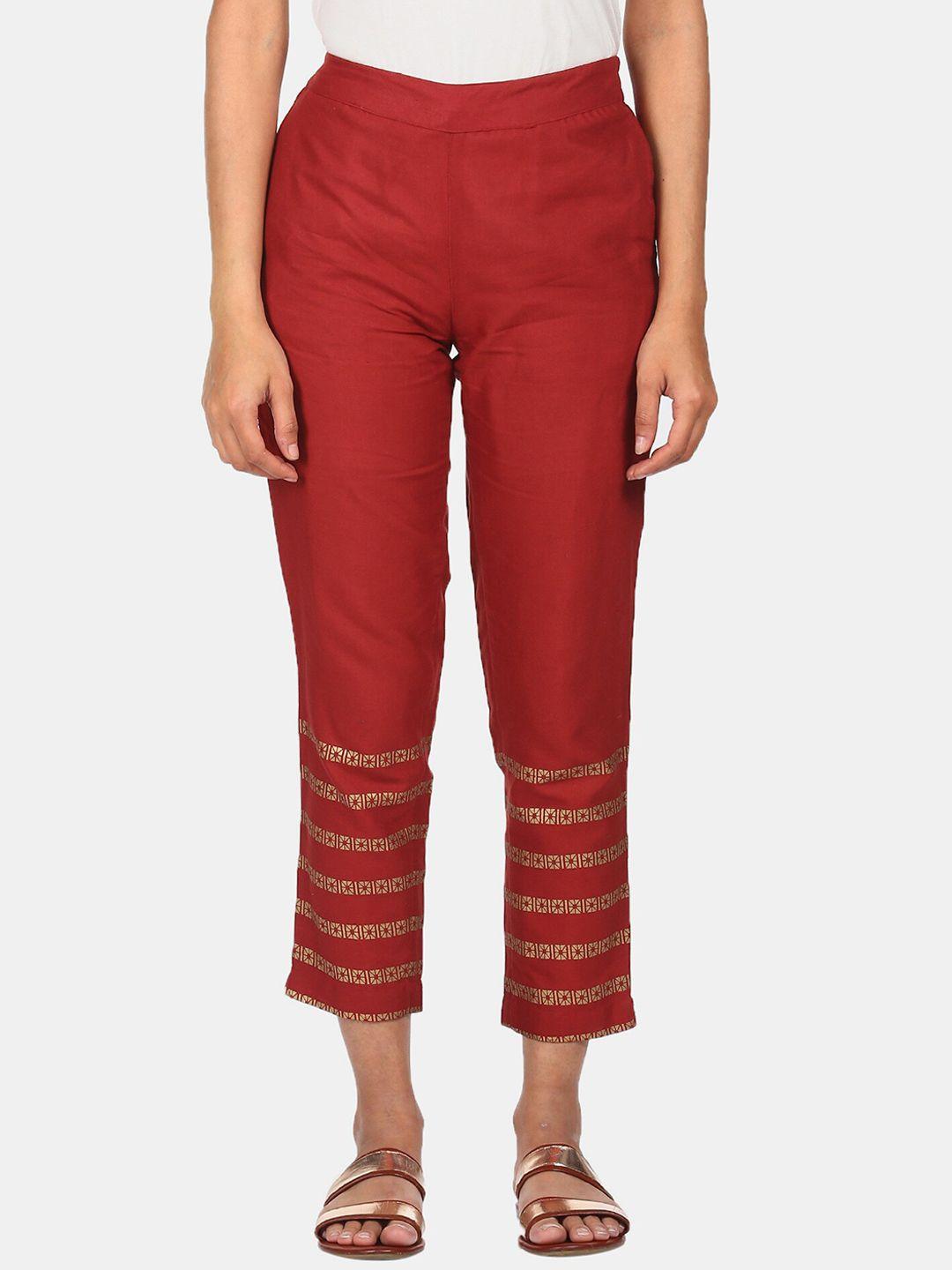 karigari women red printed trousers