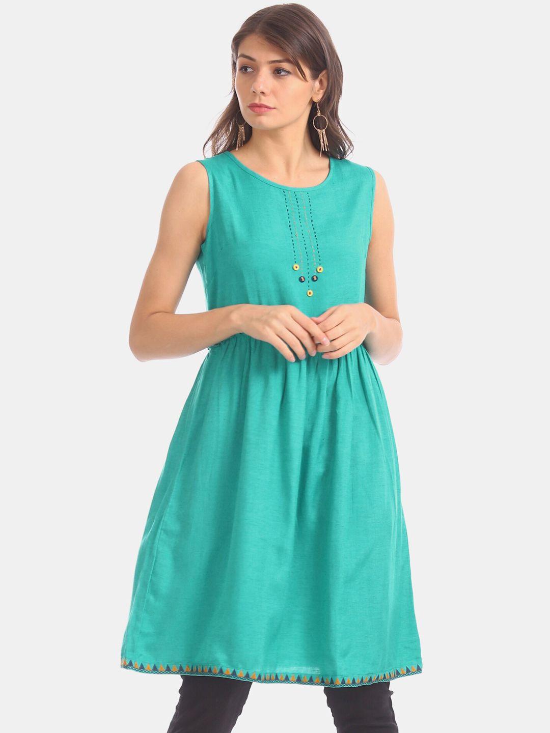 karigari women turquoise blue kurta