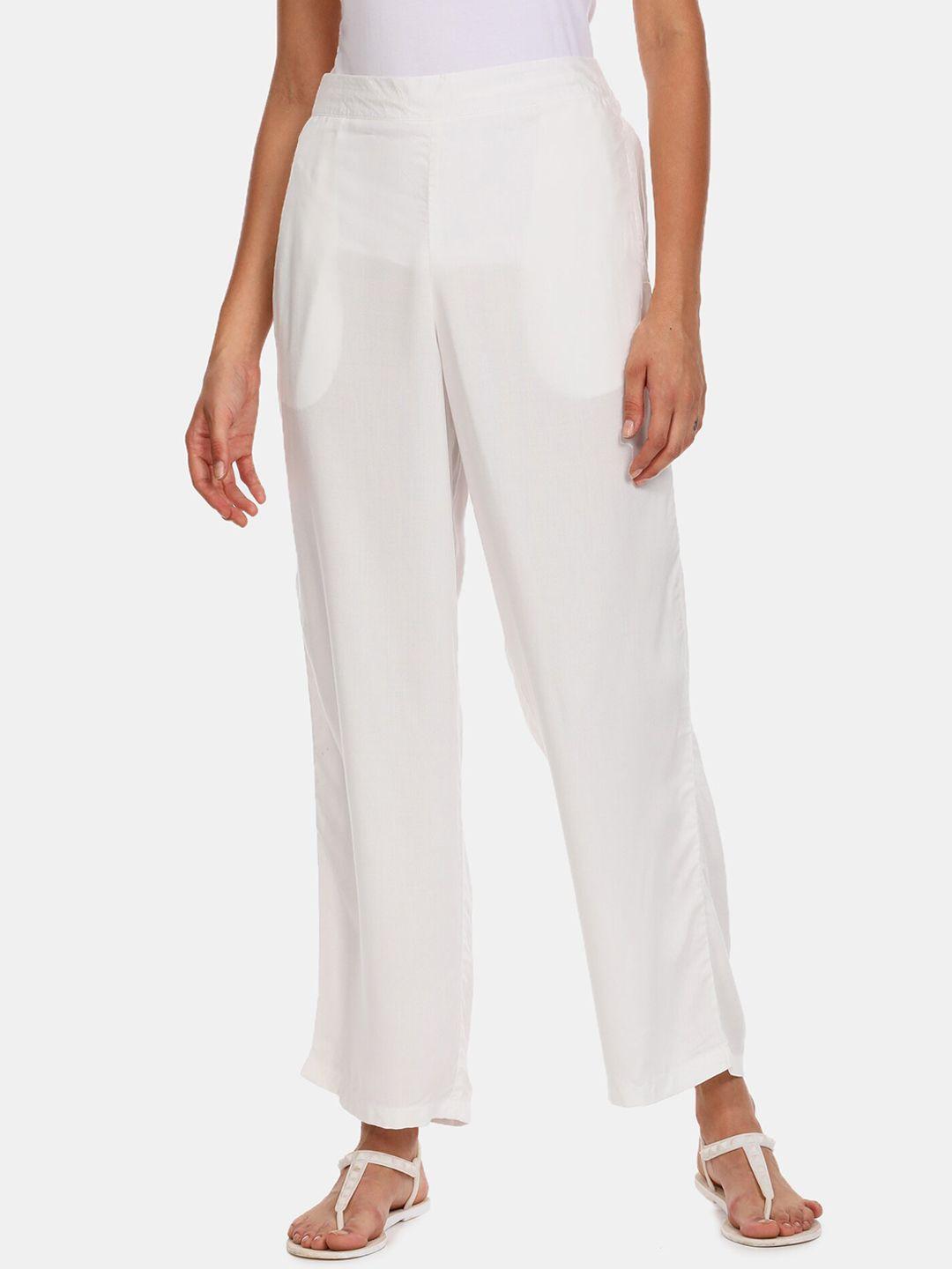 karigari women white parallel trousers