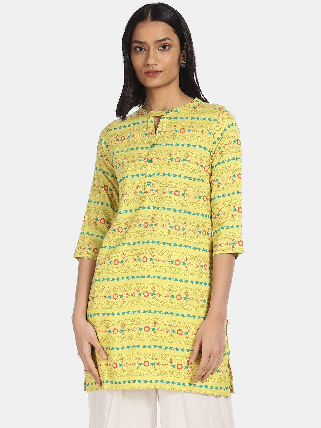 karigari women yellow floral print kurta