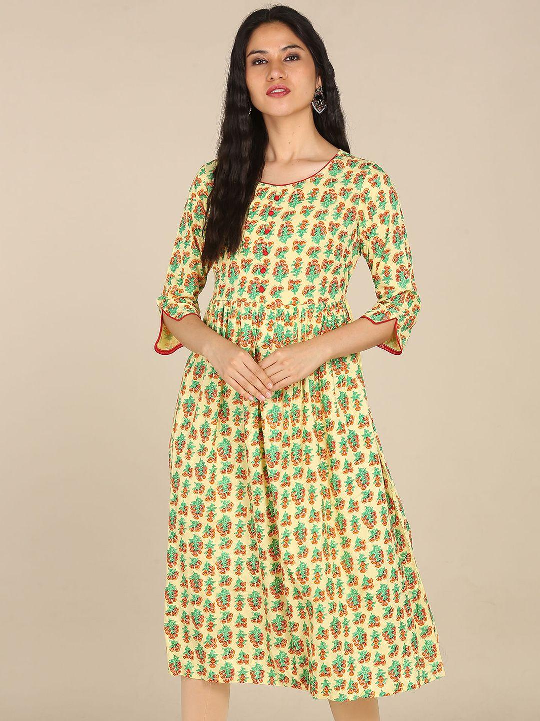 karigari women yellow geometric printed kurta