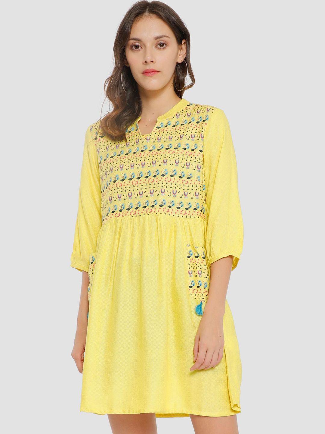karigari yellow ethnic motifs ethnic dress