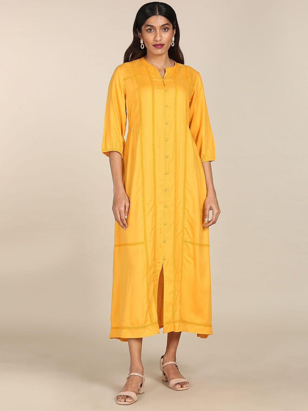 karigari yellow shirt midi dress