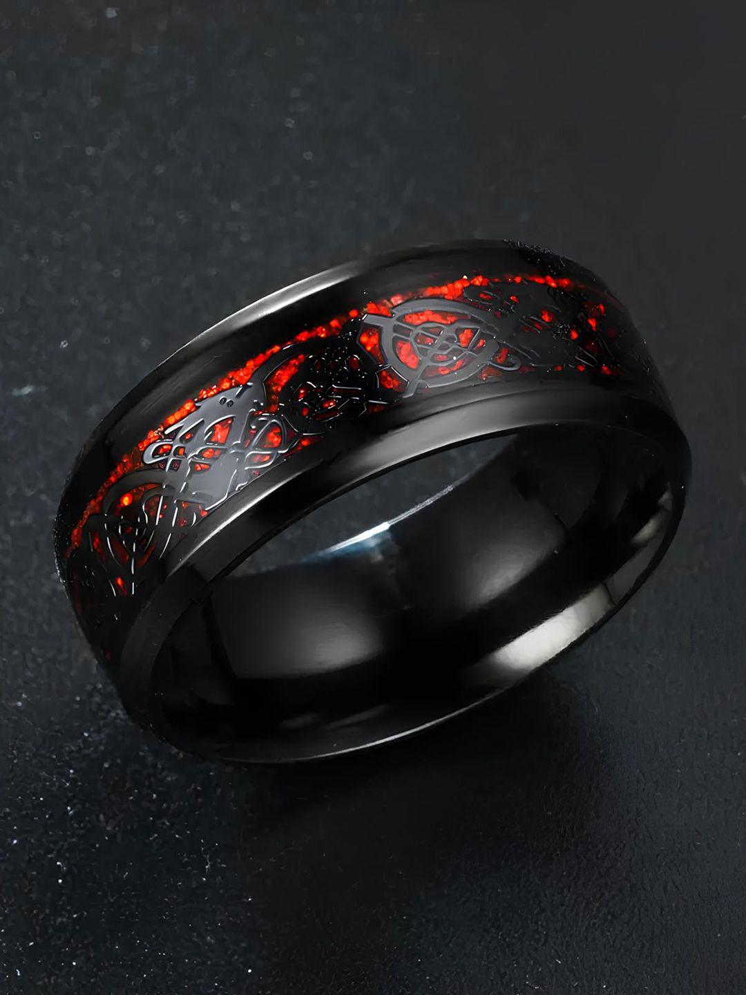 karishma kreations unisex set of 2  dragon ring red and glow rings