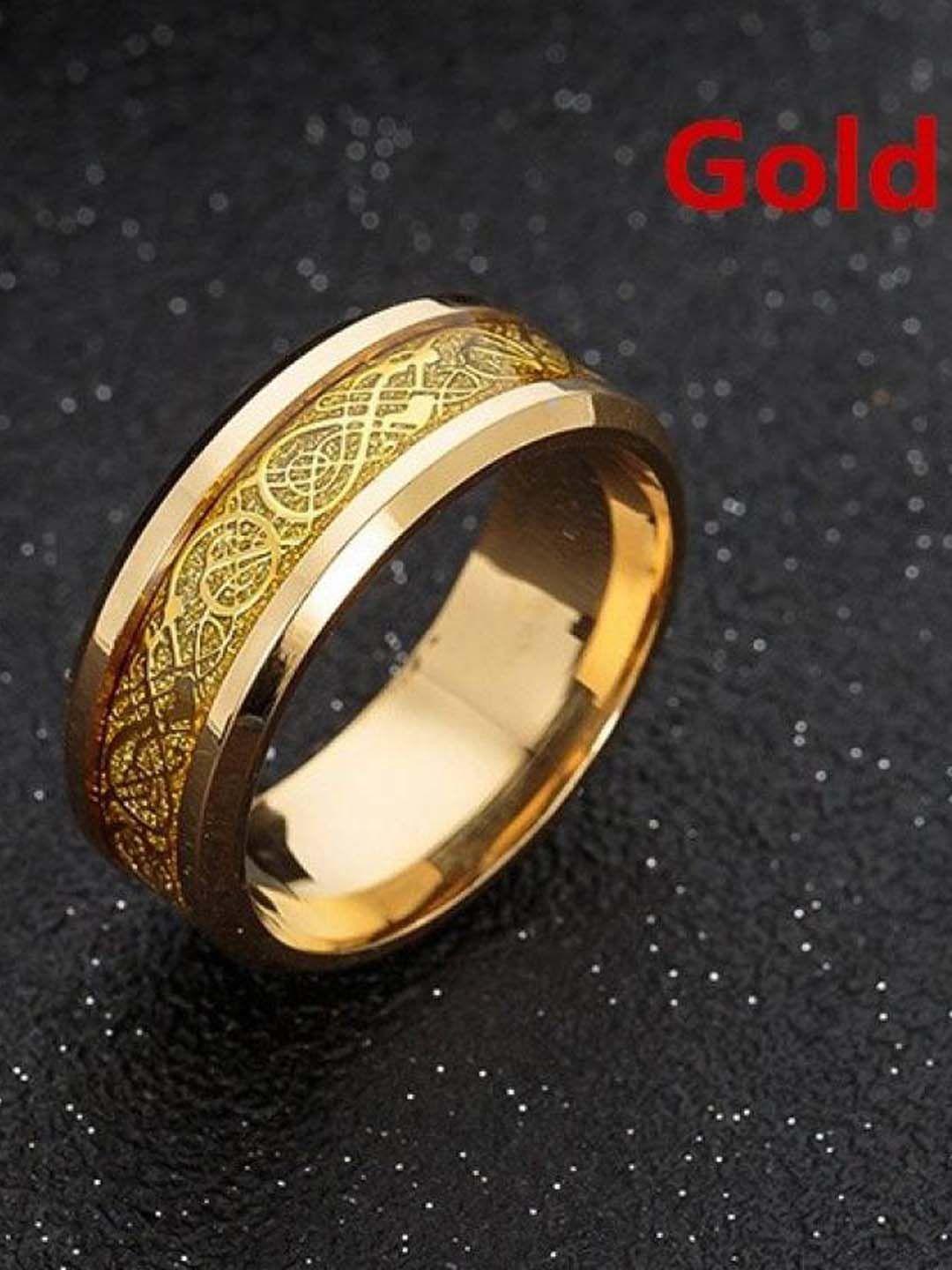 karishma kreations celtic ingraved gold-plated dragon ring
