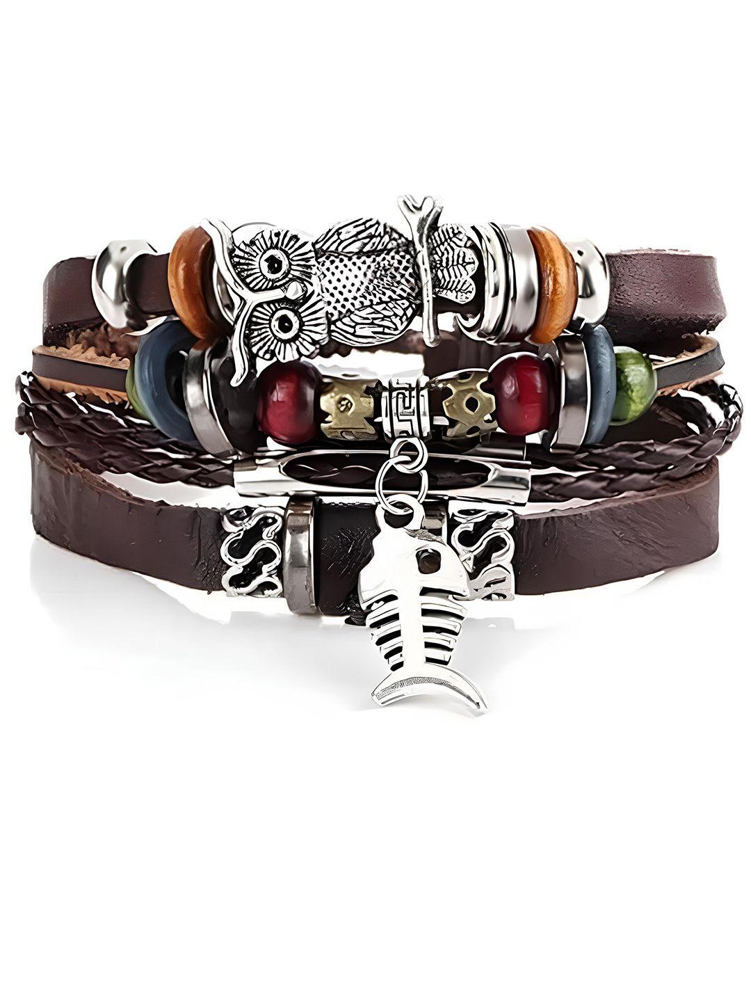 karishma kreations men leather multistrand bracelet