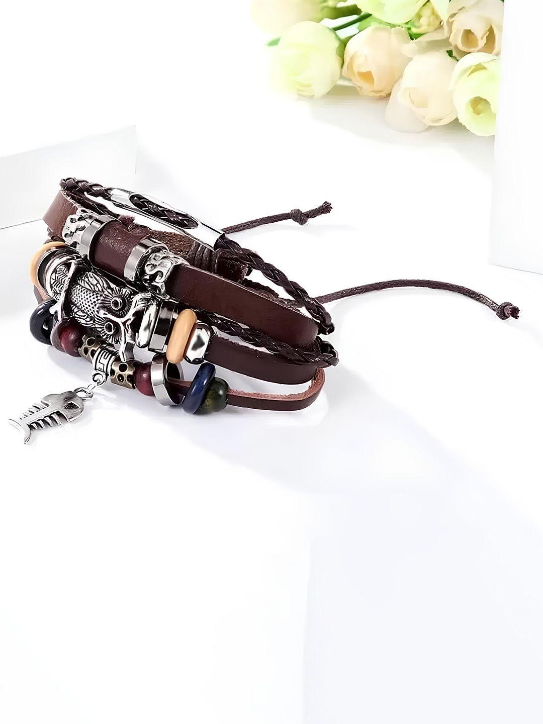 karishma kreations men leather multistrand bracelet