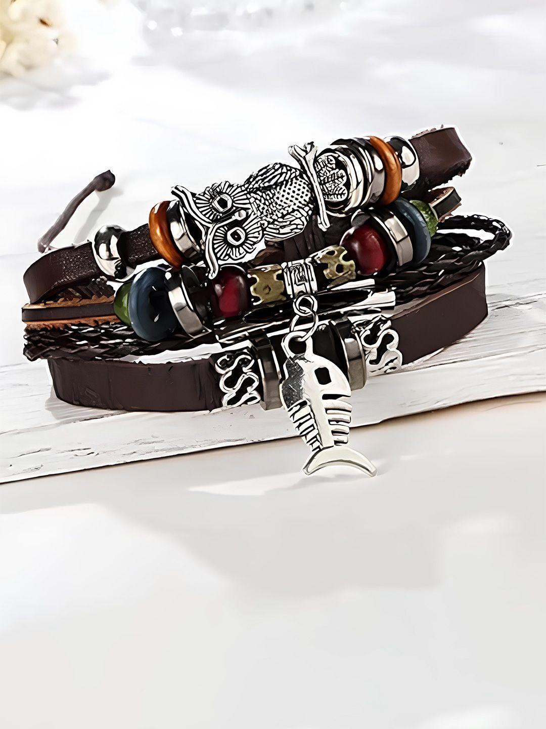 karishma kreations men leather multistrand bracelet
