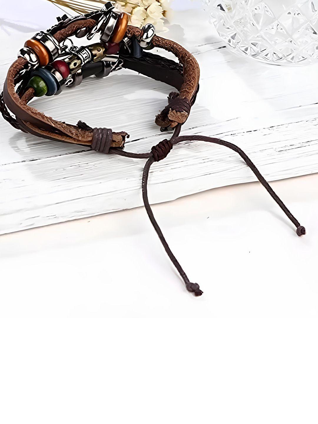 karishma kreations men leather multistrand bracelet