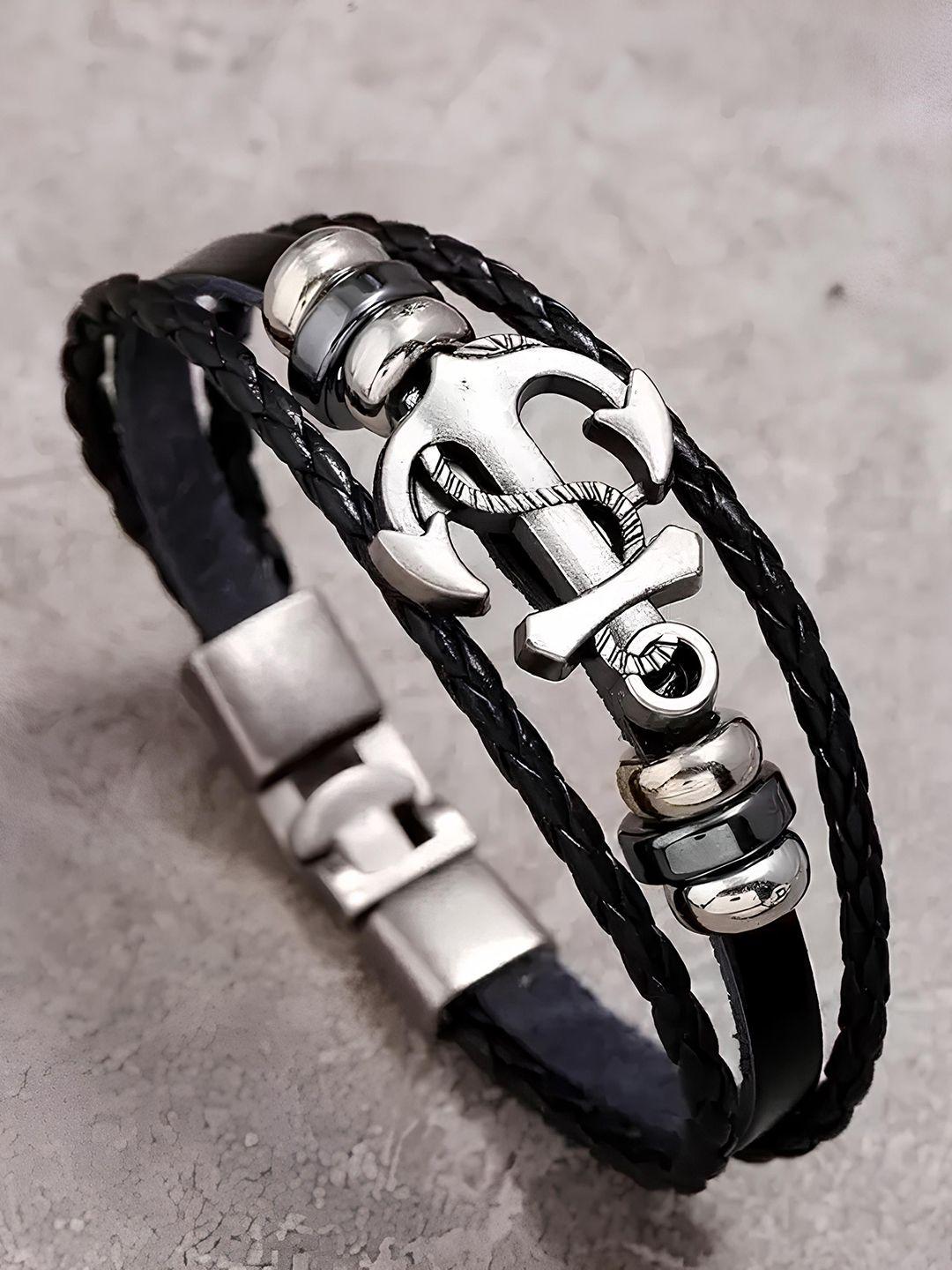 karishma kreations unisex leather anchor charm bracelet