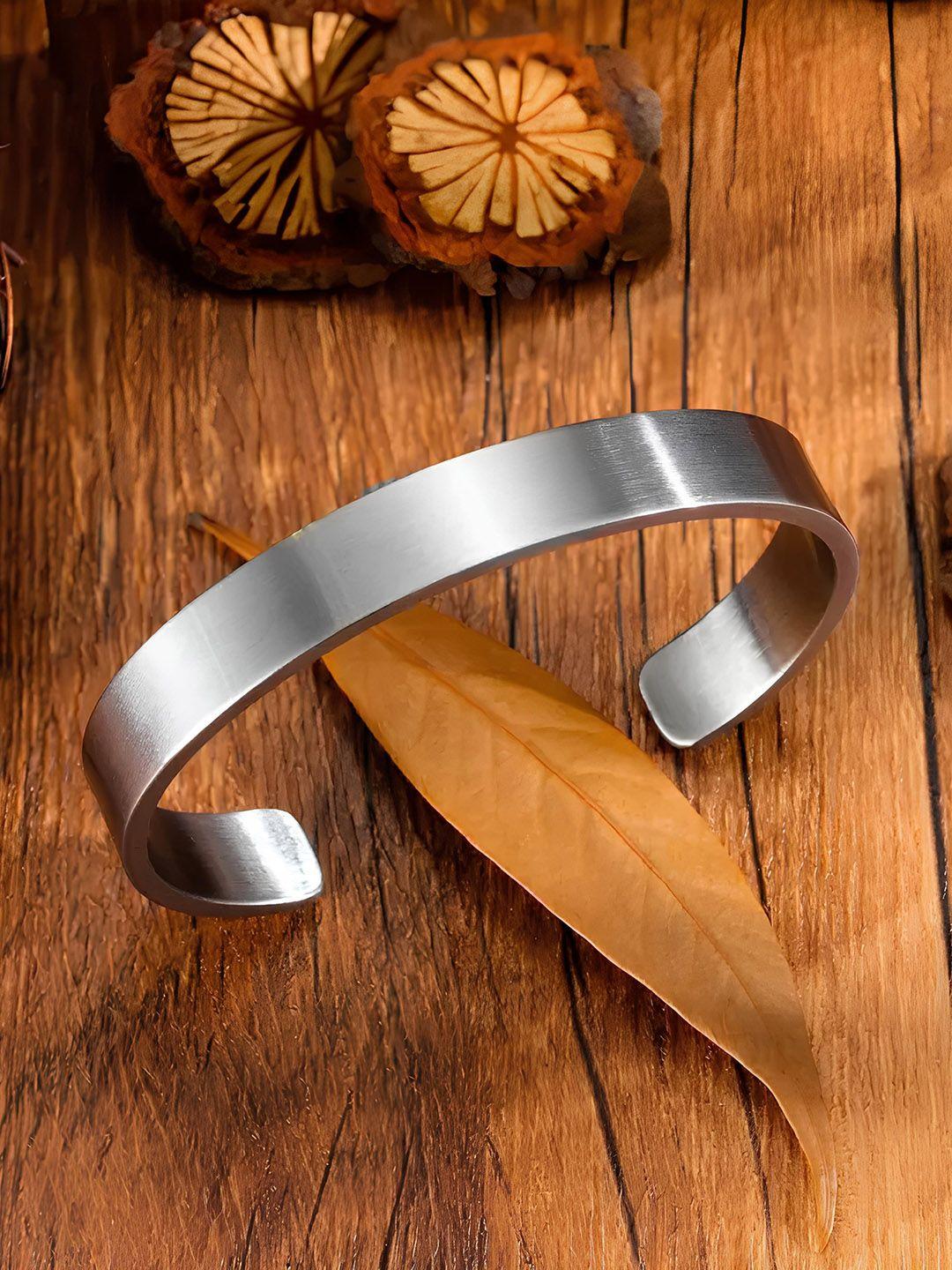 karishma kreations unisex silver-plated stainless steel cuff bracelet