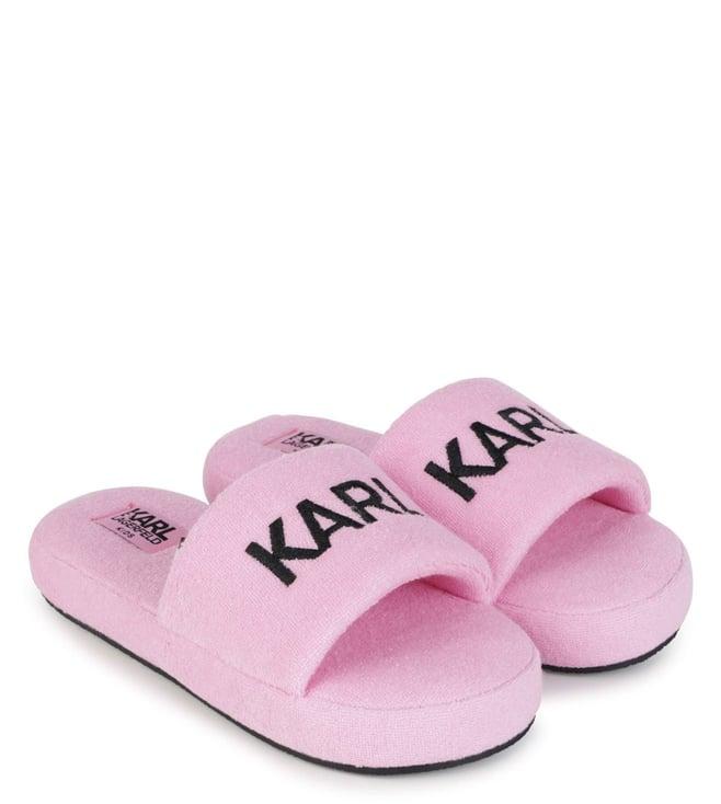 karl lagerfeld kids pink logo slide sandals