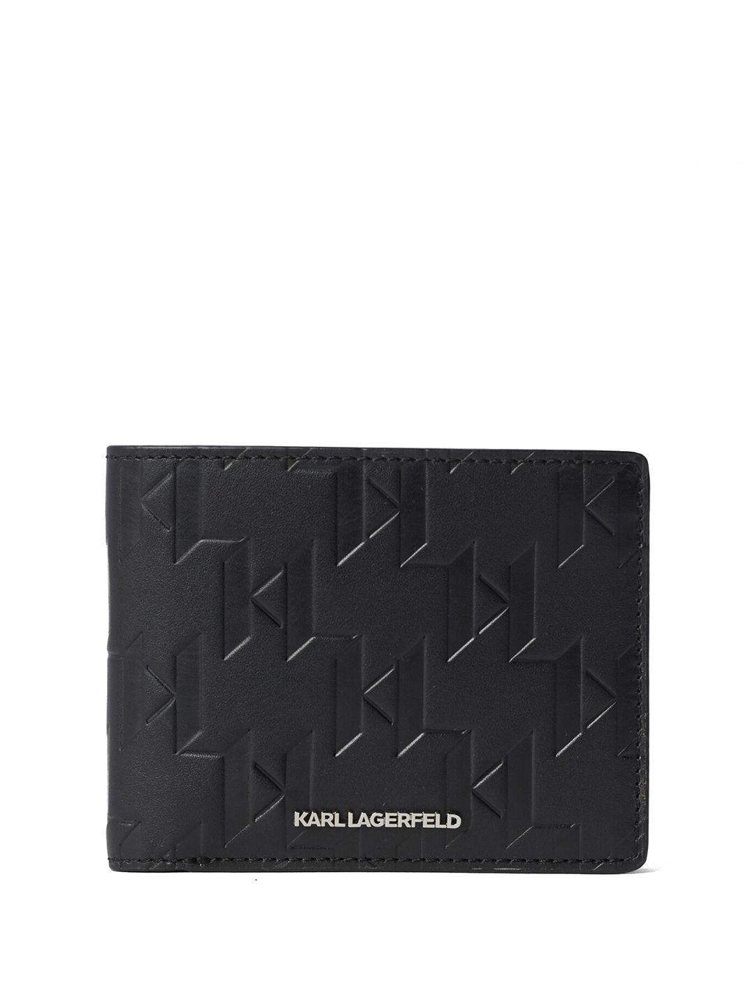 karl lagerfeld men textured leather two fold wallet