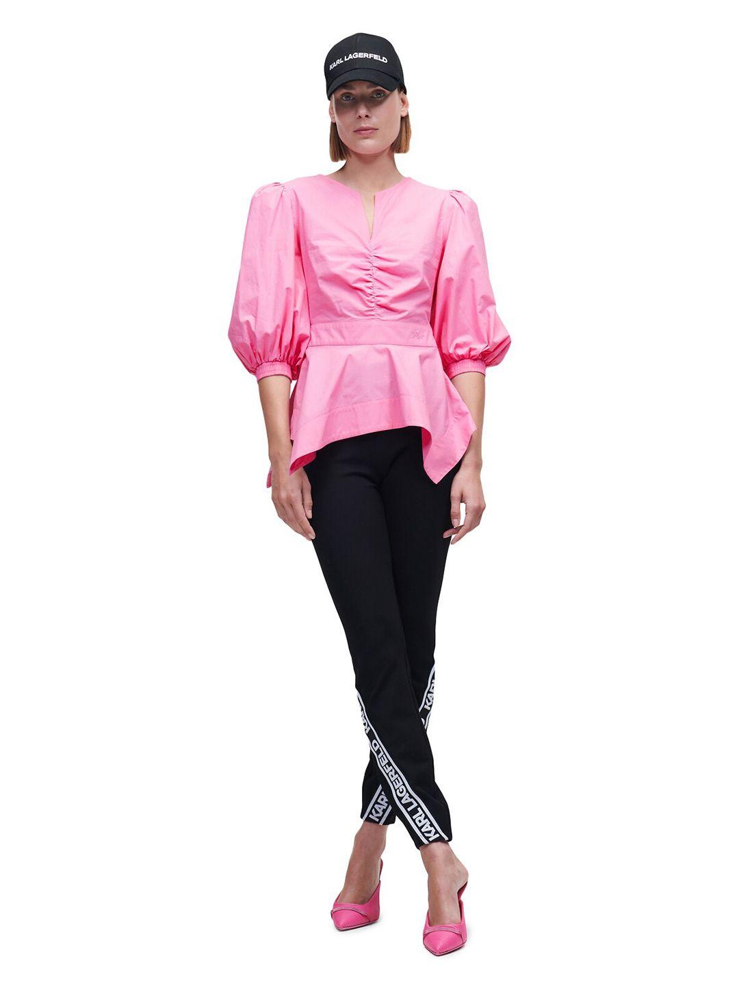 karl lagerfeld women pink flared design top