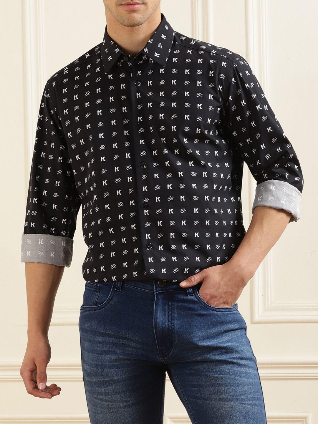 karl lagerfeld abstract printed casual cotton shirt