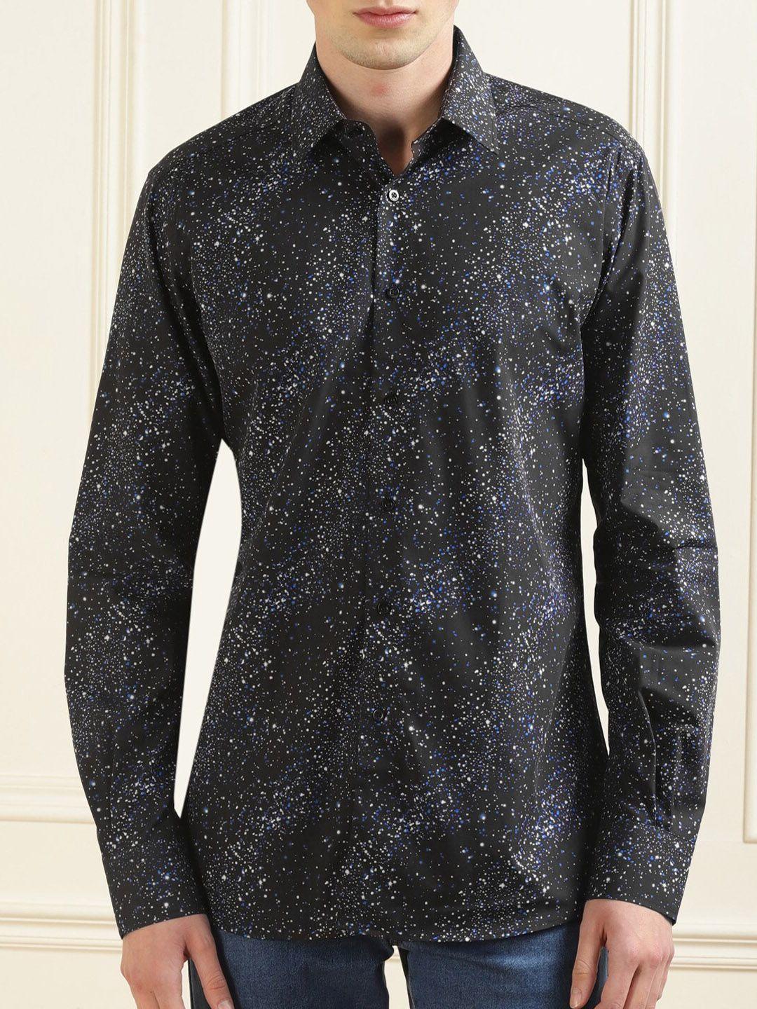 karl lagerfeld abstract printed spread collar cotton casual shirt