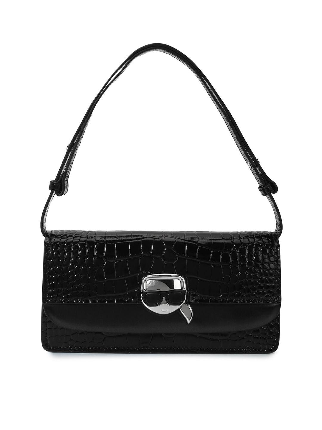 karl lagerfeld animal textured leather structured sling bag