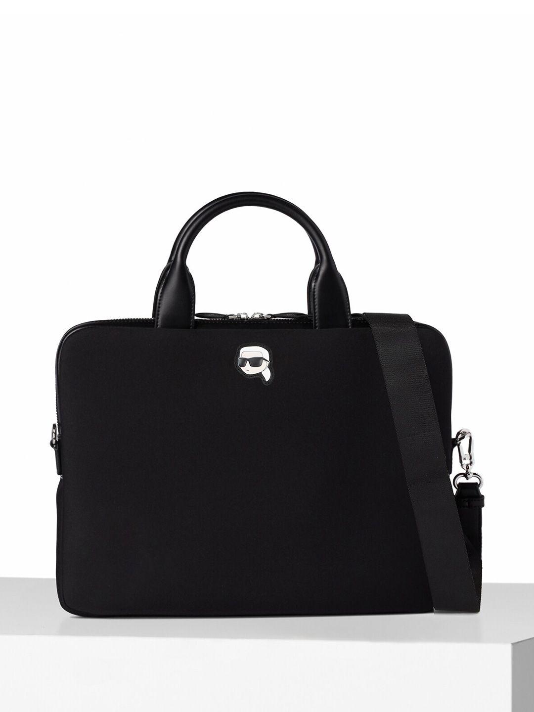 karl lagerfeld black pu oversized structured handheld bag