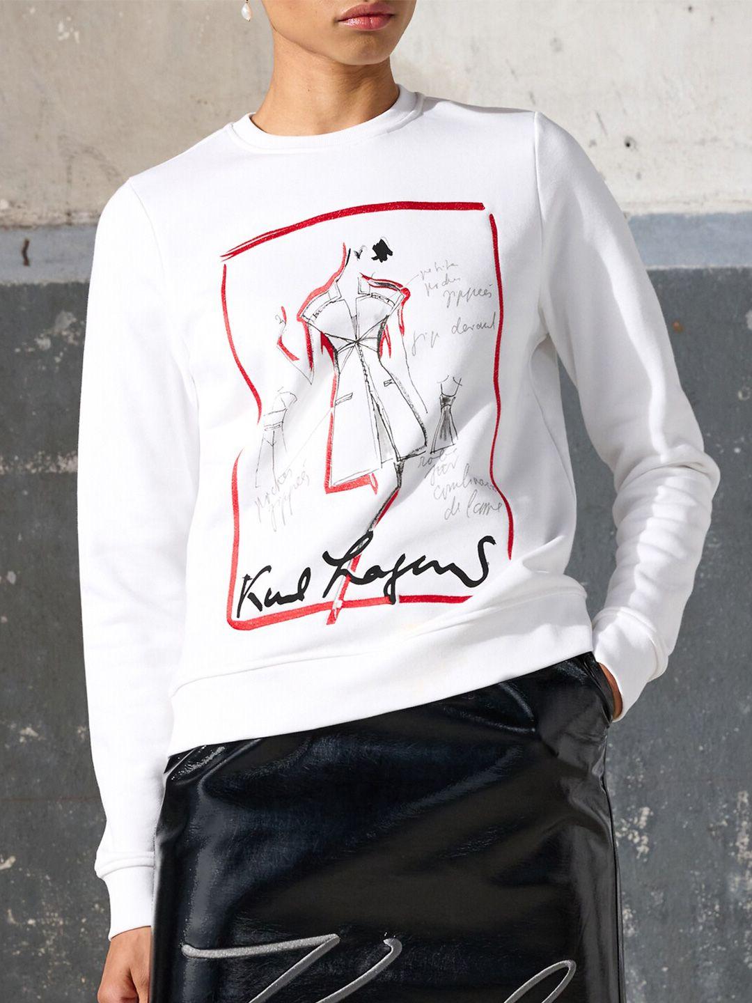 karl lagerfeld graphic printed pullover cotton sweatshirt