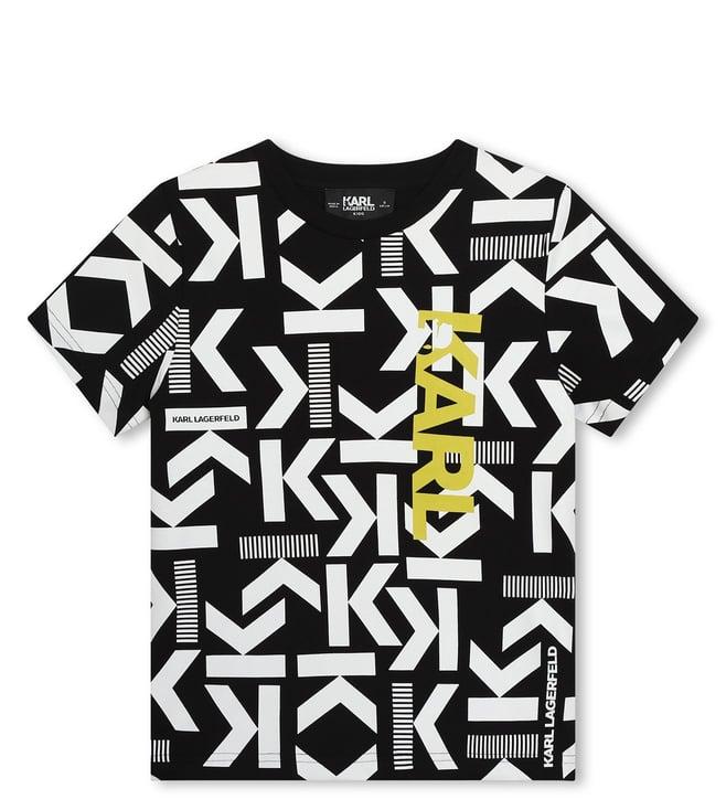 karl lagerfeld kids black & white logo regular fit t-shirt