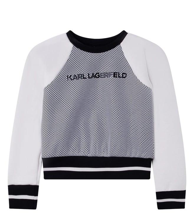 karl lagerfeld kids black & white printed regular fit sweatshirt