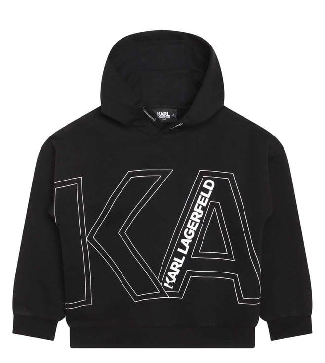 karl lagerfeld kids black logo regular fit hoodie