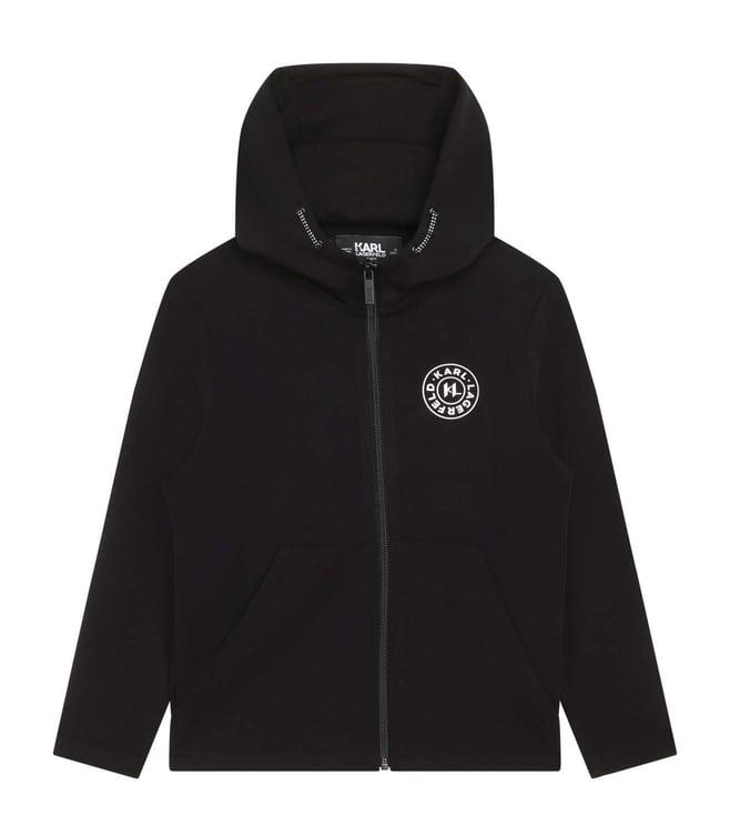 karl lagerfeld kids black logo regular fit hoodie